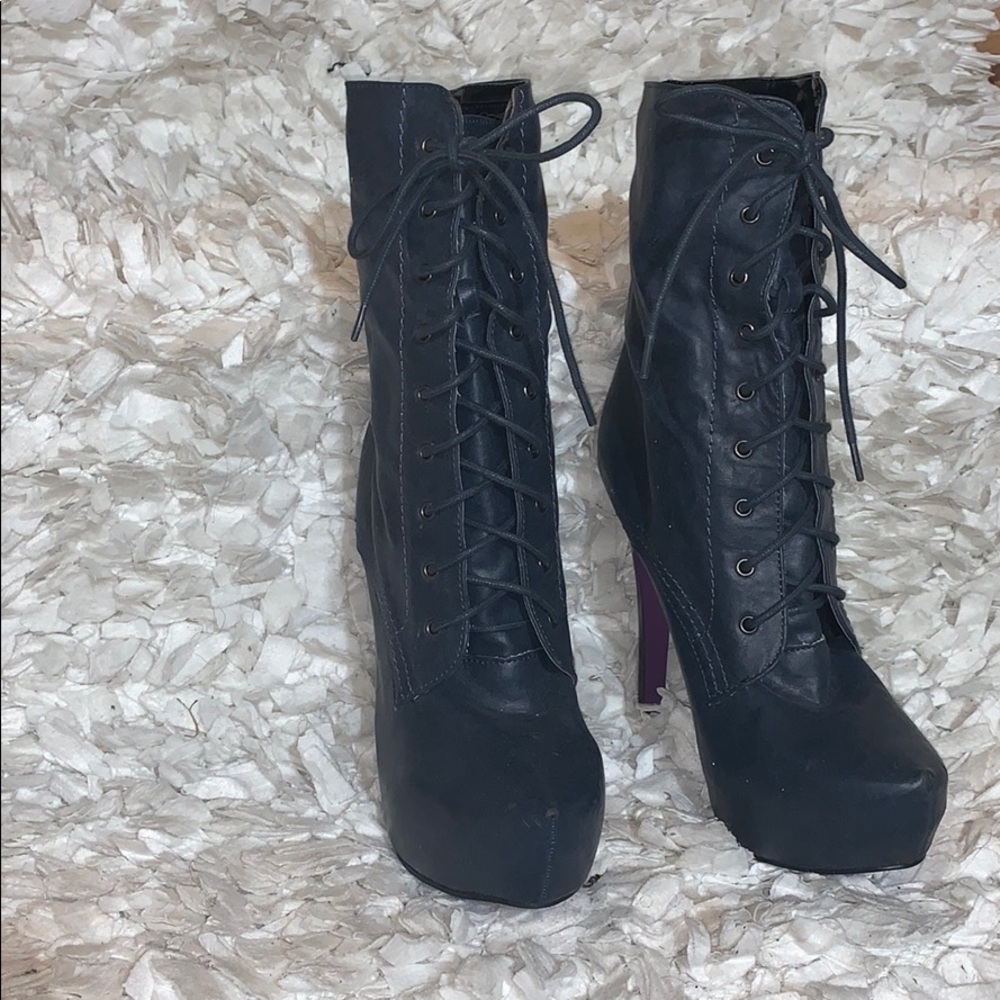 Lace-up point toe booties